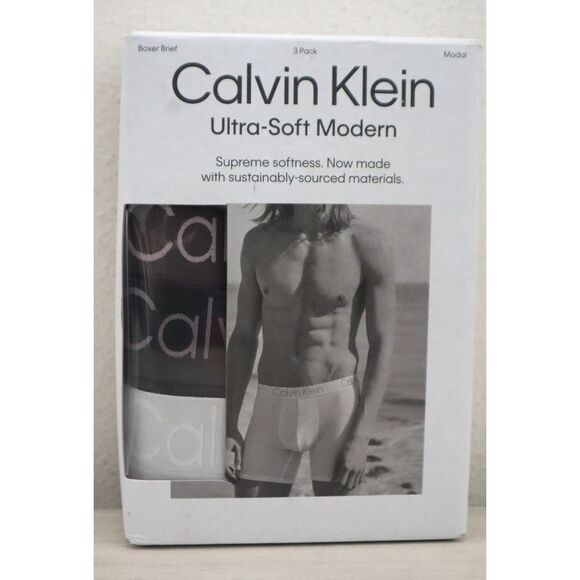 Calvin Klein Men's Sz XL Multi Ultra-Soft Modern Boxer Briefs, 3-Pack - Picture 1 of 5